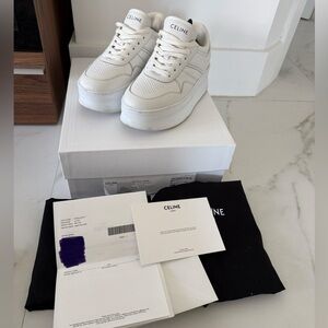 Women’s Celine Block White Platform Sneakers Size 38 with receipt $1100